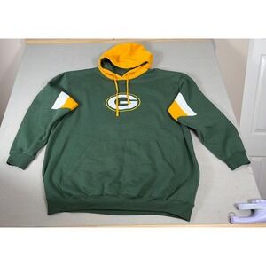 Majestic Green Bay Packers Hoodie Mens 3XL Green Yellow Fleece 61-1343-5 NFL